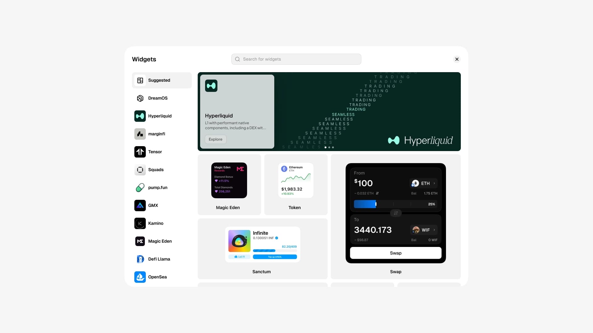 Widget Pop-up